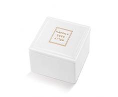 Happily Ever After Bridal Geschenkschachtel aus glänzendem Porzellan, Weiß, 3 x 3 cm
