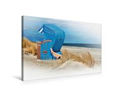 Premium Textil-Leinwand 75 x 50 cm Quer-Format Strandkorb an der Nordsee | Wandbild, HD-Bild auf Keilrahmen, Fertigbild auf hochwertigem Vlies, Leinwanddruck von Peter Roder