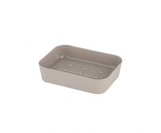 axentia 126725 Seifenschale Lena, Badaccessoire, Seifenablage Gummiert, Ablage fÃ¼r SeifenstÃ¼cke, Badausstattung mit Abtropfnoppen, Taupe Seifenschale, Edelstahl, 11.8 x 8.9 x 2.8 cm