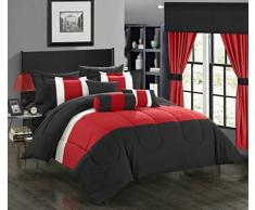 Chic Home Mackenzie Bettwäsche-Set für Doppelbett, Rot, 20-teilig