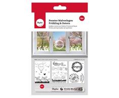 Rayher 70037000 Malvorlagen für Fensterdeko mit Kreidemarker, Fensterbilder zum Malen für Frühling und Ostern, 3 Vorlagen mit Kreidestift, 59,4x84 cm