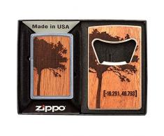 Zippo Classic Lighter-Woodchuck Lighter & Bottle Opener Gift Set, Sonstige, Silver, 13.5 cm