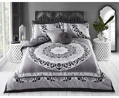 PIERIDAE Sleep Down Paisley Mandala Bettbezug und Kissenbezüge, Grau, Baumwolle Polyester, Paisleygrau, Einzelbett