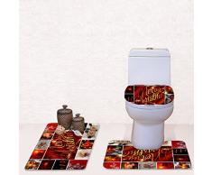 coloranimal Weihnachten Style 3-teiliges Badezimmer Teppich Set Badematte/Contour Vorleger/WC-Deckelbezug, Flanell, Christmas design-10, Large