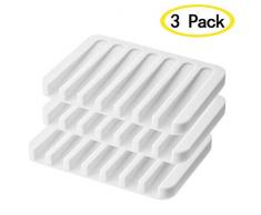 Ruihe Seifenschale Dusche Wasserfall Seifenschale Seifenhalter Abtropfständer für Dusche/Badezimmer/Küche/Counter Top, Keep Seife Bars Chemische Reinigung, einfache Reinigung, flexible silicone-white, 3 Stück schwarz