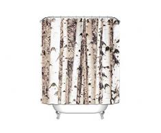 Weiß Birke Baum Muster Wasserdicht Badewanne Dusche Vorhänge Stoffe Vorhang mit gratis 12 Haken, 180 x 180 cm