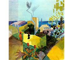 Legendarte Kunstdruck auf Leinwand. Landschaft am Meer. Bild von August Macke