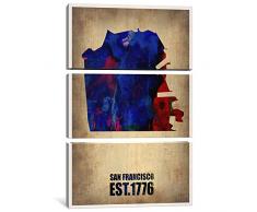 iCanvasART 3 Stück San Francisco Wasser Farbe Karte Leinwand Kunstdruck NaxArt, 152,4 x 101,6 cm/1,9 cm Tief
