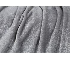 Kanguru Decke Weich Fleece, mit eleganten Glitzer. Kuscheldecke Weich und warm Mikrofaser, ideal für Geschenk Weihnachten oder für bequeme Relax Couch, Chic TV Glitter Moon 130 x 170 cm, 100% Polyester, Grau, Einheitsgröße