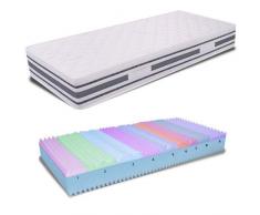 miasuite – Matratze Memory Einzelbett 80 x 200 hoch 22 cm Orthopädisch mit Medizinprodukt, mit Platte aus Memory Foam, 2 cm 9 Zonen und Platte aus Waterfoam 18 cm Bezug Silver Guard antiallergischen MILBEN und atmungsaktiv,