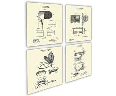 Gnosis Bild Archiv Art Set 4 Kunstdrucke gerahmt WC-Papier Rollenhalter WC-Sitz Patente WC crm4 a
