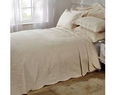 Athena Tagesdecke und Kissenbezug, geprägt, Polyester, cremefarben