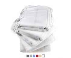 Exklusives District - Türkisches Handtuch & Gesichtshandtuch, Waschlappen, Geschirrtuch, Bad & Küche, türkisches Peshtemal, Peshkir, 50,8 x 99,1 cm, 5 Stück Traditionell weiß