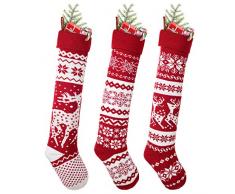 Lvydec Weihnachtsstrümpfe, 3 Stück rot