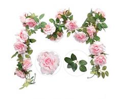 Felice Arts Künstliche Rosenranken, Seide, zum Aufhängen, Kunst-Rosen, für Hotel, Büro, Hochzeit, Party, Garten, Kunst-Dekoration, 2 Stück Rose
