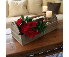 Urban Trends Holz Pflanzkasten, rechteckig Tablett mit Griff Natur Finish braun