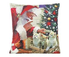 Eurofirany Kissenbezüge Kissenhüllen Velvet Samt Couchkissenbezüge Sofakissenbezüge Weihnachten Christmas Dekorationskissen Doppelpack 2er Set Kopfkissenbezüge Dekokissen, Weiß + Rot, 40x40cm