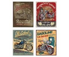 Infinity Creations Vintage Motorcyles Garage Fotodruck. Fotoposter, ohne Rahmen, 20,3 x 25,4 cm, 4 Stück