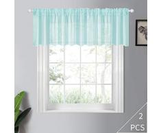 YOKISTG Vorhänge aus Leinen, für Schlafzimmer, Wohnzimmer, Fenster, 2 Paneele 54 x 18 hellblau