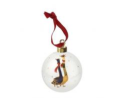 Portmeirion Home & Gifts Weihnachtskugel Skating Gänse, Keramik, Mehrfarbig, 9