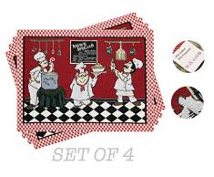 RE KINGO Set von 4 Platzdeckchen 33 x 45,7 cm hitzebeständig waschbar Absorption Tischuntersetzer für Küche Esstisch Dekoration leicht zu reinigen P-4