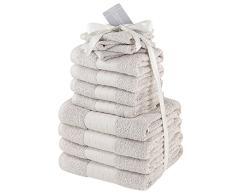 Dreamscene Handtücher Bale Set 100% ägyptische Baumwolle Weich Bad Hand Face 12 Stück, weiß, beige
