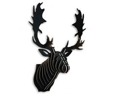 Arte Dal Mondo WD018MB Rentier 3D Puzzles, Wand zu hängen, Holz, schwarz, 74 x 50 x 37 cm, 20-Einheiten