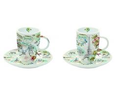 R2S 1453 Parf Paris Forever Set Tasse Kaffee/Untertasse Keramik Mehrfarbig 11 x 11 x 10 cm 2-teilig
