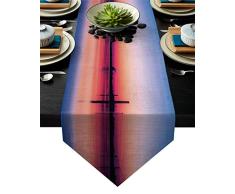 Family Decor Leinen Jute, Tischläufer für Kommode Schals, Retro Vintage Blumen Vogel Küche Tischläufer für Abendessen, Urlaub, Partys, Hochzeit, Events, Dekoration – 13 by 70 Inch Landscape54fad9788