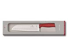 Victorinox Swiss Classic Küchen-/ Santokumesser, 17 cm Klinge, Kullenschliff, Edelstahl, Rostfrei, Geschenkbox, rot
