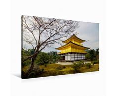 Calvendo Premium Textil-Leinwand 90 cm x 60 cm quer Kinkaku-ji 2 | Wandbild, Bild auf Keilrahmen, Fertigbild auf echter Leinwand, Leinwanddruck: Goldener Pavillon in Kyoto Orte Orte