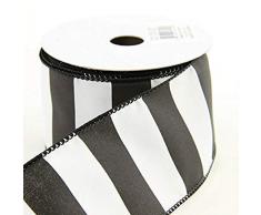 Craig Bachman Imports Schleifenband mit Draht, 6,4 cm x 3 m, Schwarz/Weiß gestreift