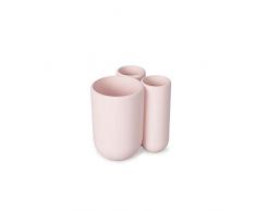 Umbra Touch Zahnputzbecher, Zahnbürstenhalter und Becher für Make-Up Accessoires mit DREI Fächern, Pastellrosa, normal