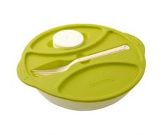 Life Plastic Salatschüssel mit Deckel und Besteck 22x22x5 cm blau