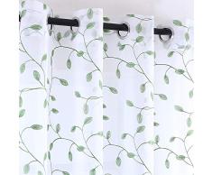 KEQIAOSUOCAI Vorhänge mit Blättern, bestickt Garten 52x95 olivgrün
