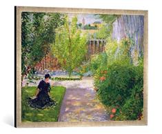 Gerahmtes Bild von August Macke Sonniger Garten, Kunstdruck im hochwertigen handgefertigten Bilder-Rahmen, 80x60 cm, Silber Raya