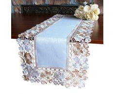Granddeco Tischläufer mit Rosenspitze, bestickte Rosen-Spitze, für Kleidungsstücke, Tischdekoration für Zuhause, Küche, Esszimmer, Kaffee, Hochzeit, Tischdekoration Placemat 16x16 Set of 4 Weiß, Spitzenstoff