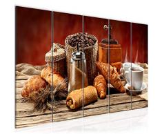 Bilder Küche Kaffee Wandbild 200 x 80 cm Vlies - Leinwand Bild XXL Format Wandbilder Wohnzimmer Wohnung Deko Kunstdrucke Braun 5 Teilig - MADE IN GERMANY - Fertig zum Aufhängen 505055a
