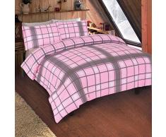 Dreamscene Aspen Bettwäsche-Set für Einzelbett, Rosa Grau Weiß kariert
