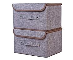 Xena 25,4 cm 2 Faltbare Aufbewahrungsbox Deckel Griffe Mülleimer Korb Boxen Schrank Schublade Organizer Unterbettregal Regal Cube Box Office Dokumenten-Organizer