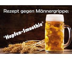Rezept gegen Männergrippe: Hopfen- Smoothie Funny Bier - Krug, Beer, Alkohol, Bar, Kneipe Wanddeko Sprüche Blechschild, 20x30 cm tin Sign
