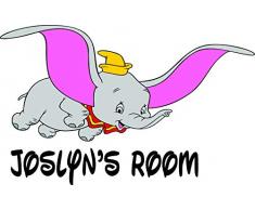 Design with Vinyl Personalisierte Namensaufkleber Dumbo The Elefant, personalisierbar für Kinder, Kleinkinder, Babyzimmer, kreative Kunst-Dekoration für Babywände, Größe 35,6 x 50,8 cm