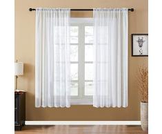 YOKISTG Vorhänge aus Leinen, mit Tasche Bedruckt, geometrische Muster, für Schlafzimmer, Wohnzimmer, Fenster, 2 Paneele, Polyester-Mischgewebe, weiß, 54 x 63