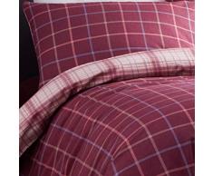 Portfolio Bedmaker Flannelette-Plum-Single-Duvet-Cover Iona Bettbezug-Set, modernes Karomuster, 100% gebürsteter Baumwollflanell, wendbar, Pflaume, Einzelbett