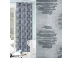Eurofirany Dekorativ Blickdicht Vorhang Ösen 140x250 cm Irene Stahl Schlafzimmer Elegantes Muster, Kunststoff, Grau