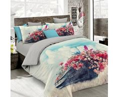 Sogni Dautore Italian Bed Linen Bettbezug, Doppelte, 100% Baumwolle, Multicolor SD17, DOPPEL