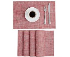 SUNSHINE FASHION Platzdeckchen, Tischsets für Esstisch, hitzebeständig, schmutzabweisend, waschbar, PVC-Tischmatten Rose