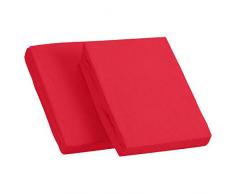 Kinzler C-10048/13 Mikrofaser Frottee Spannbetttuch Uni, 2x 90-100x190-200 cm, bordeaux