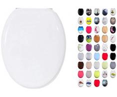 MSV WC Sitz Toilettendeckel MDF HolzkernUni weiß Scharniere aus Edelstahl - hochwertige und stabile Qualität