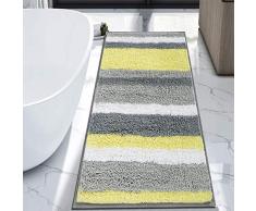 hebe Teppich für Wohnzimmer, Schlafzimmer, Badezimmer, Eingangsbereich, saugfähig, maschinenwaschbar, gelb/grau, 27.5x55